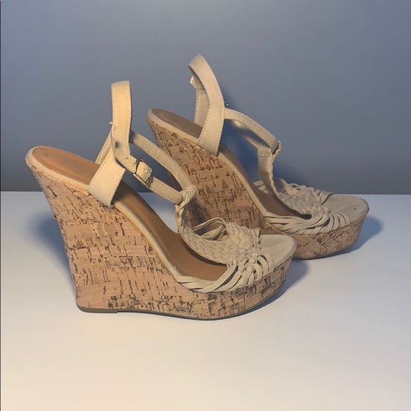 👡 Cute Soda Nude Cork Platform Wedge Pumps Size 7 - Picture 3 of 7